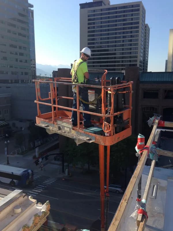 Technician working on lift